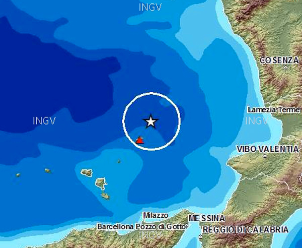 Calabria: Scossa di magnitudo 3.6 a largo costa occidentale