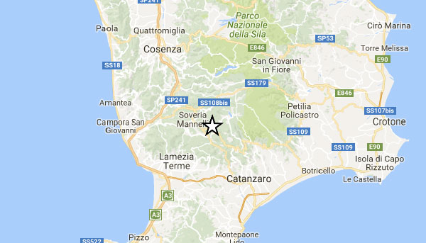 Registrata serie di scosse di terremoto nel lametino, la più forte di magnitudo 3.4