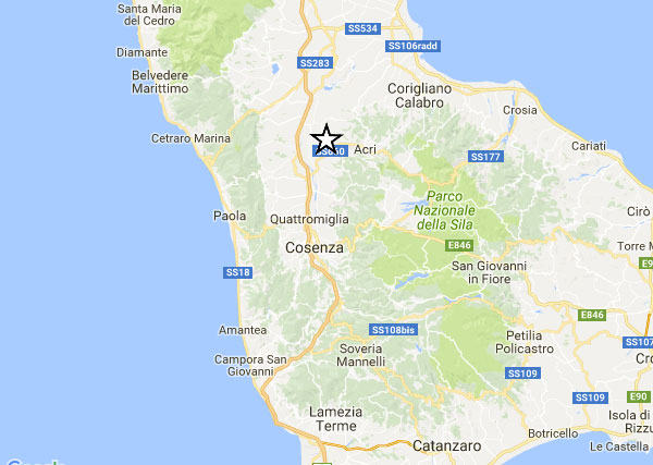 Scossa di terremoto magnitudo 3.1 avvertita nel cosentino