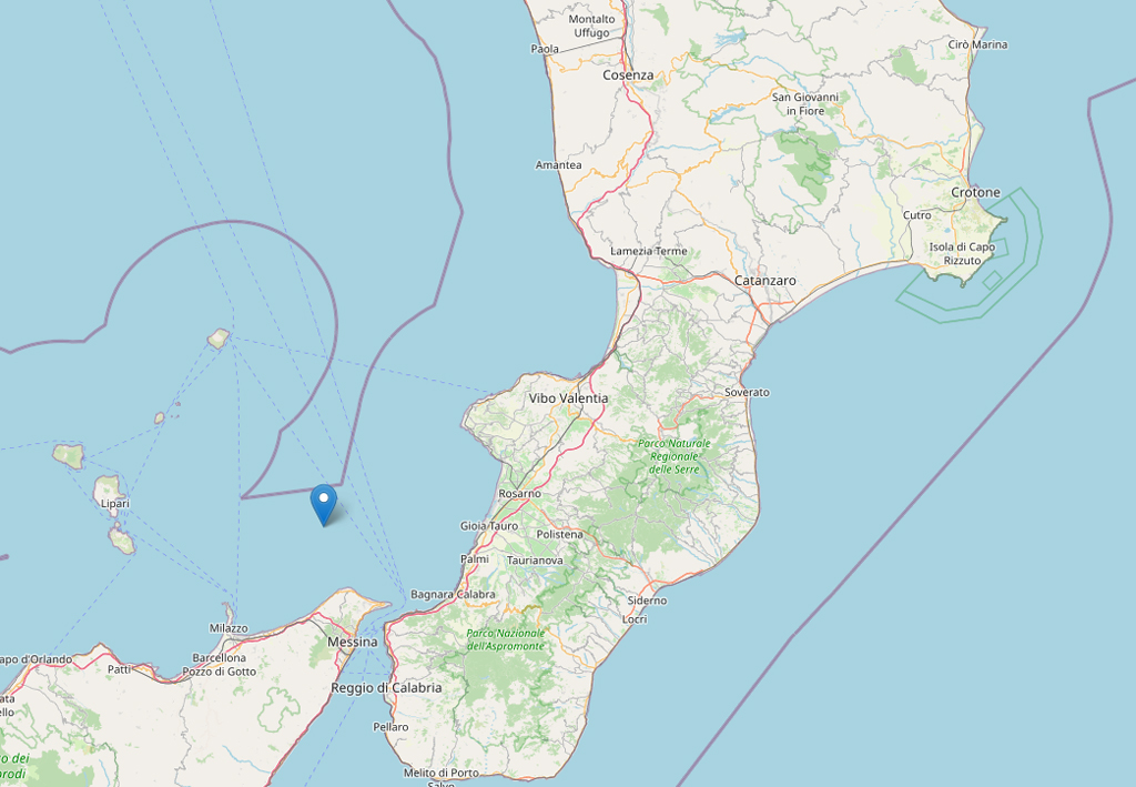 Terremoto di magnitudo 3.0 nel Tirreno Meridionale tra Calabria e Sicilia