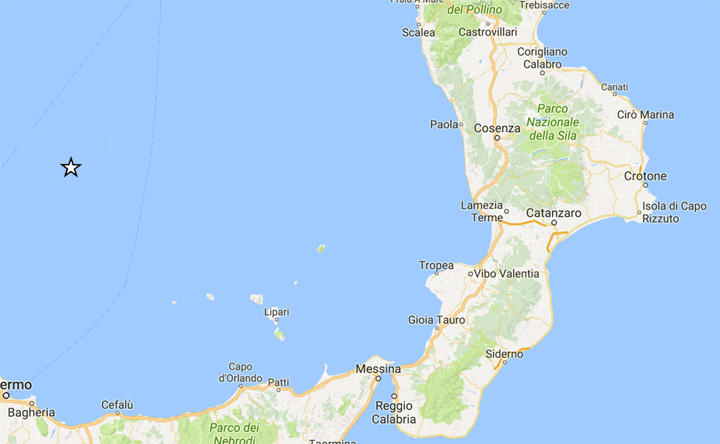 Scossa di magnituto 5.7 nel Tirreno Meridionale