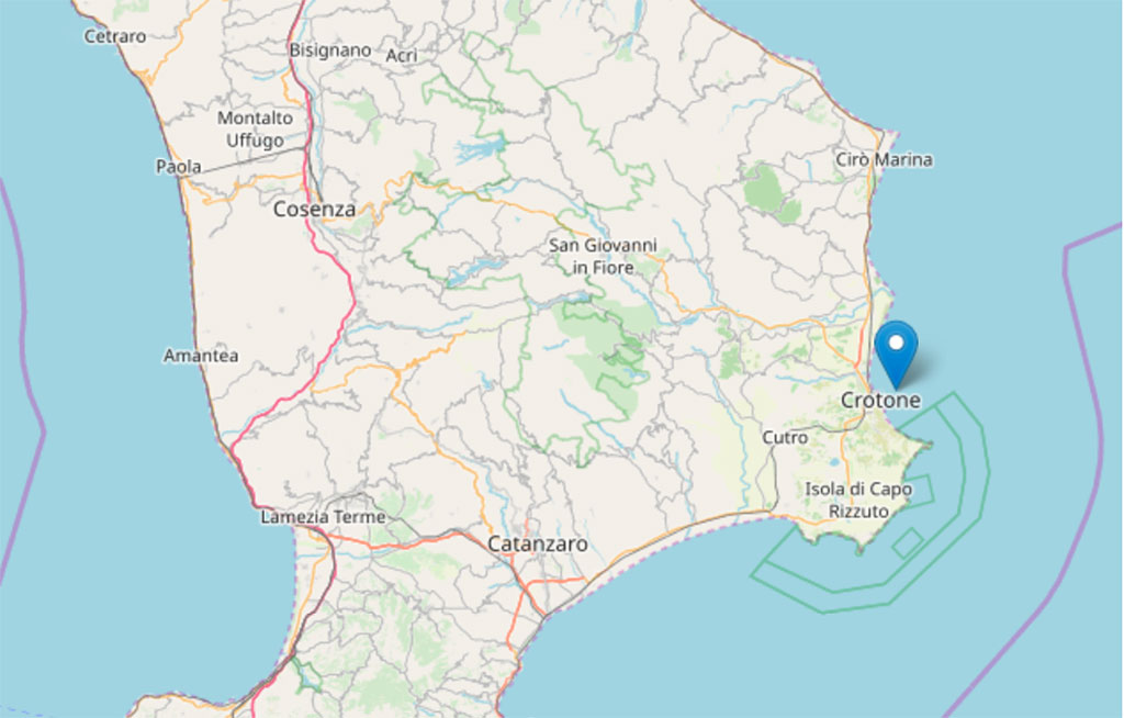 Terremoto, nuova scossa di magnitudo 3.3 al largo di Crotone 