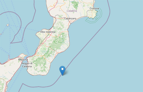 Terremoto, scossa di magnitudo 3.4 al largo della costa sudorientale della Calabria