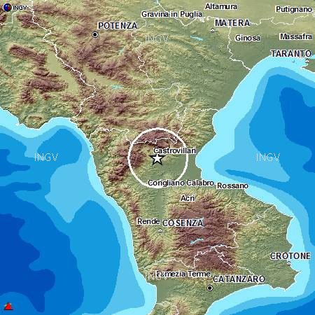 Calabria: Scossa di magnitudo 2.0 nel cosentino, nessun danno