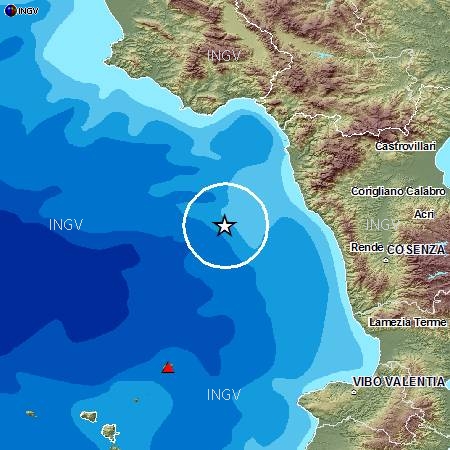Calabria: Due scosse di terremoto in mare, una nel Tirreno e l'altra nello Jonio
