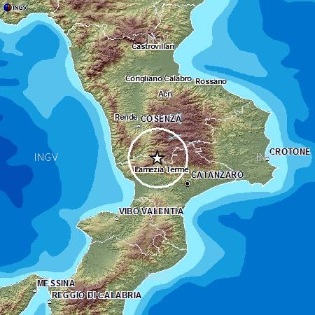 Calabria: Scossa di magnitudo 2.9 tra Catanzaro e Cosenza