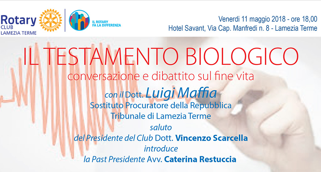 Lamezia, dibattito su testamento biologico l'11 maggio con Luigi Maffia