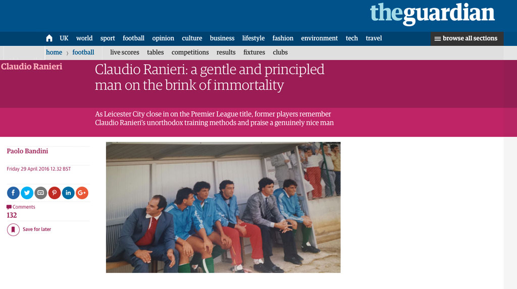 La Vigor Lamezia di Claudio Ranieri sul giornale britannico “The Guardian”