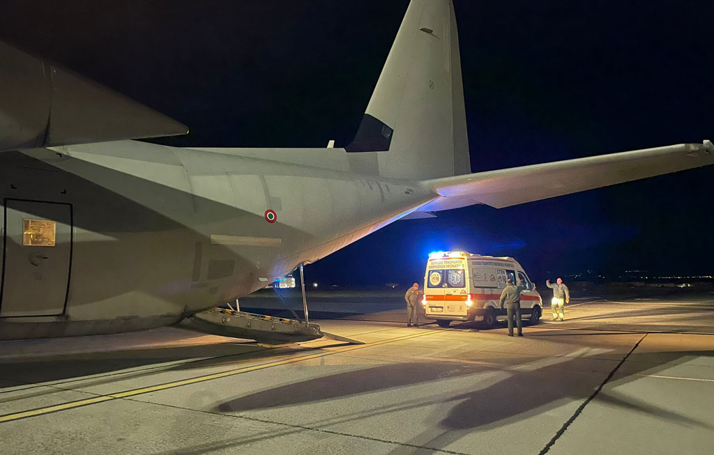 Trasporto sanitario urgente per neonato di 3 giorni in pericolo di vita da Reggio a Roma
