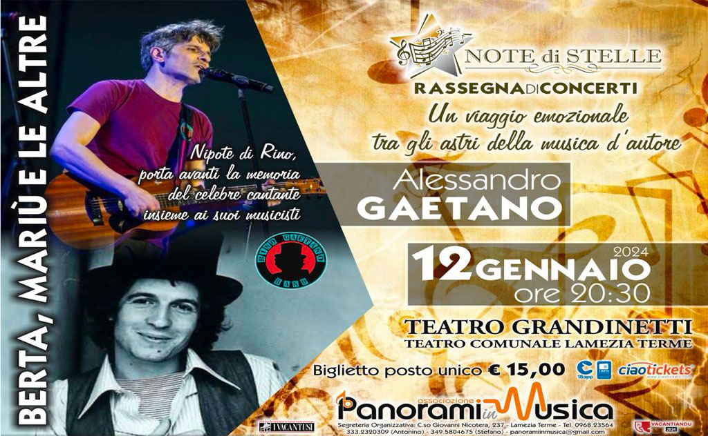 Lamezia, "Berta, Mariù e le altre": tributo a Rino Gaetano per la rassegna Note di stelle