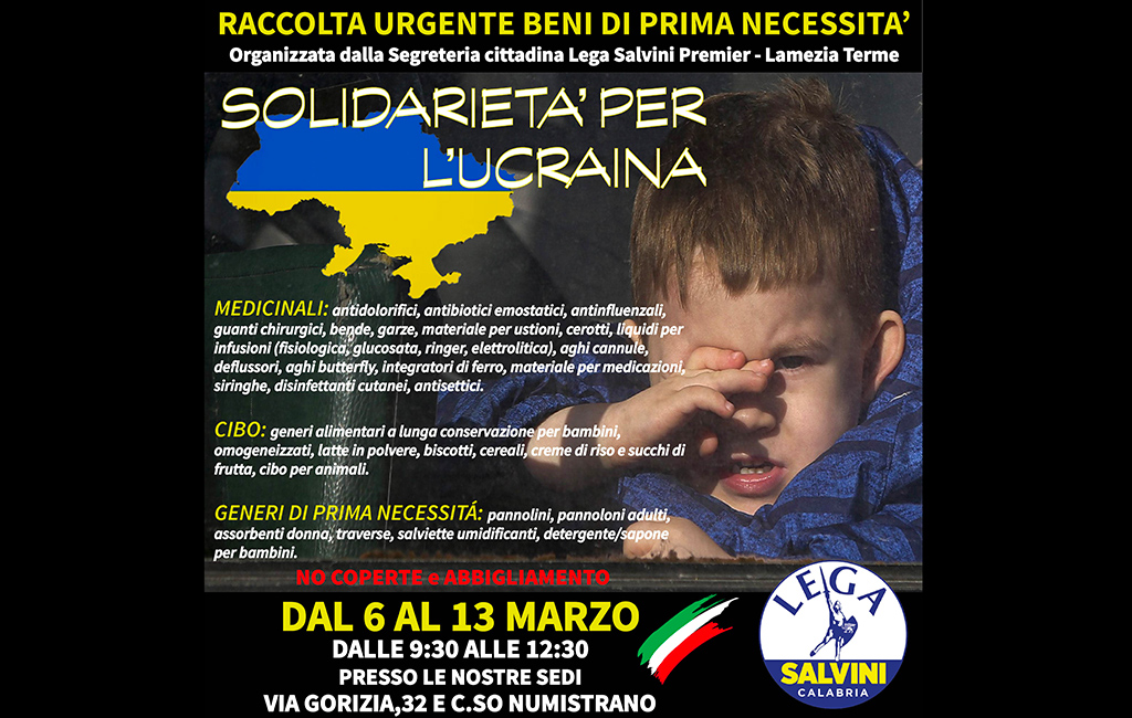 Lega Lamezia aderisce alla catena solidale a favore della popolazione ucraina