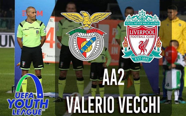 Lamezia, assistente arbitrale Valerio Vecchi designato per gara di Uefa Youth League Benfica-Liverpool