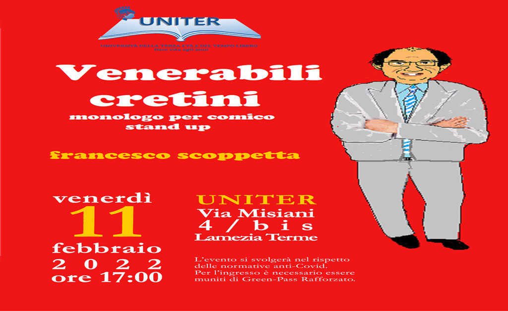 Lamezia, "Venerabili cretini": il monologo di Francesco Scoppetta venerdì all'Uniter