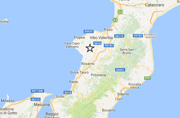 Scossa di terremoto magnitudo 2.5 nel vibonese