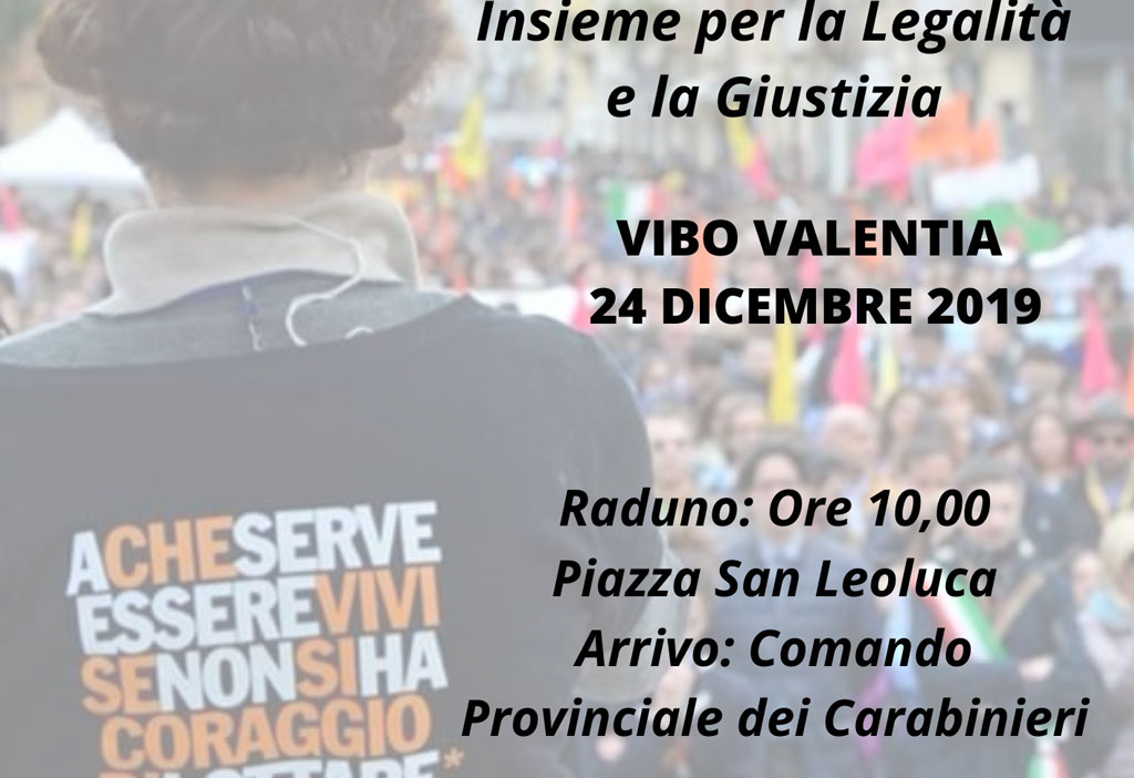 Il 24 dicembre passeggiata della legalità di Libera a Vibo