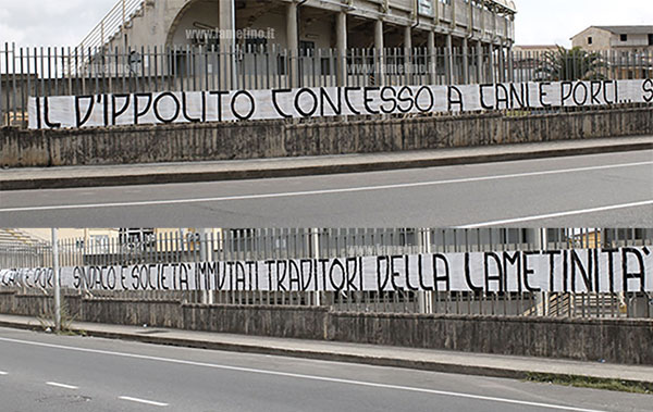 Striscione dei tifosi Vigor Lamezia al D’Ippolito