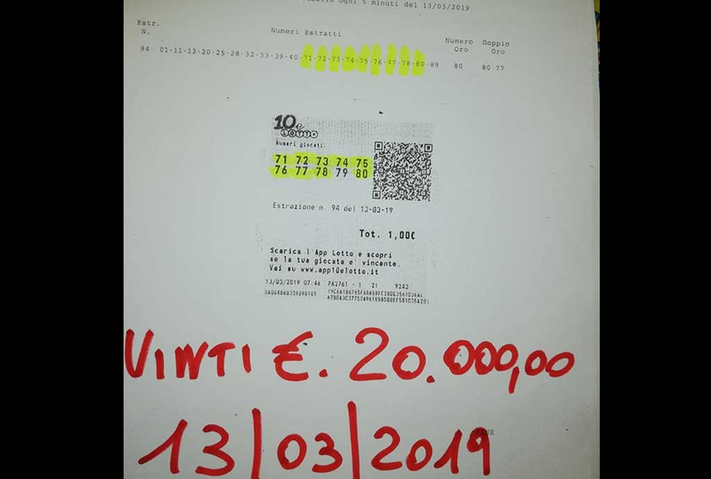 Lamezia, gioca un euro e ne vince 20mila al 10eLotto