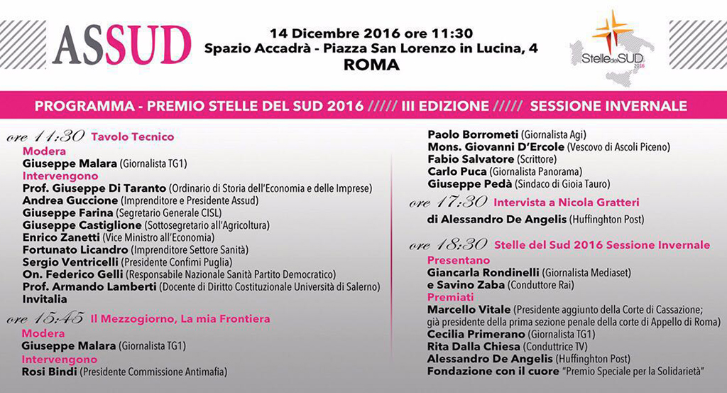 All'ex procuratore di Lamezia Marcello Vitale il "Premio Stelle del sud 2016"