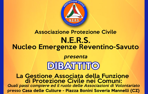 "La Gestione associata della Funzione di Protezione Civile nei Comuni", incontro a Soveria Mannelli il 23 giugno