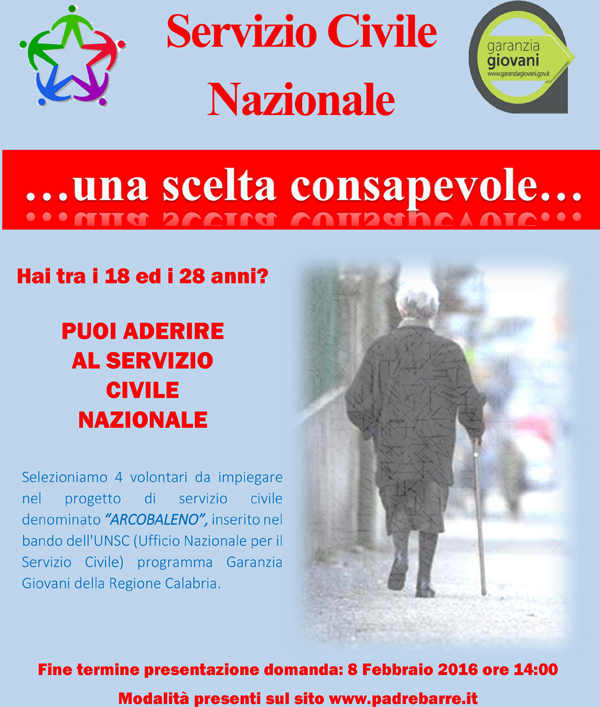Lamezia, Associazione Padre Barrè seleziona volontari per progetto Servizio Civile “Arcobaleno”
