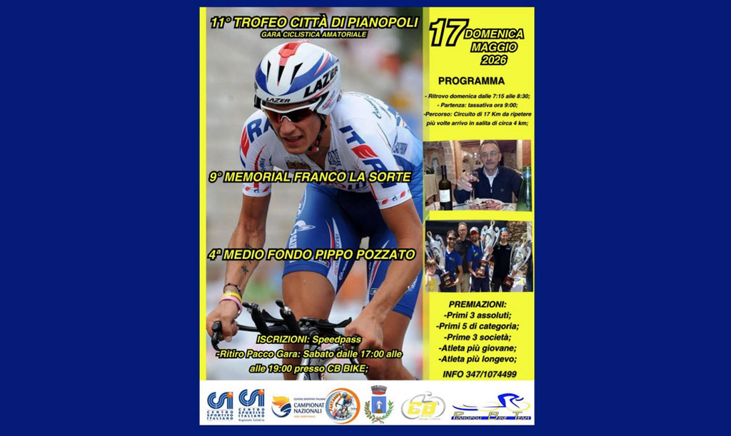 A Pianopoli il 17 maggio torna la gara ciclistica amatoriale
