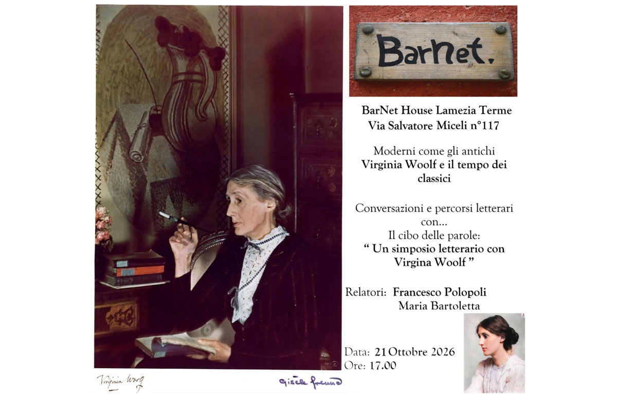Lamezia, "Simposio letterario su Virginia Woolf" il 21 ottobre alla BarNet House di via Miceli